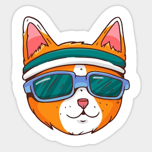 Cool Cat with Sunglasses & Headband Sticker